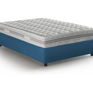 Daajj tweepersoonsbed, Opbergbed met stoffen bekleding, 100% Made in Italy, Opening aan de voorkant, inclusief matras 140×190 cm, Blauw