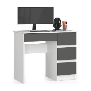 Computergeschikt Bureau A-7 90 cm Rechts – Wit en Grafietgrijs Computergeschikt Bureau A-7 90 cm Rechts – Wit en Grafietgrijs