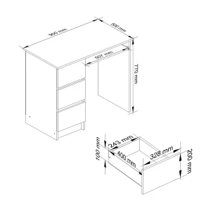 Computertafel A-6 90 cm Links Sonoma Eiken / Wit, Met Drie Laden en Uittrekbare Toetsenbordlade Computertafel A-6 90 cm Links Sonoma Eiken / Wit, Met Drie Laden en Uittrekbare Toetsenbordlade