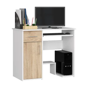 Bureau JAY Wit / Eiken Sonoma met Klapkasten en Uittrekbare Toetsenbordlade – Modern Klassiek Ontwerp Bureau JAY Wit / Eiken Sonoma met Klapkasten en Uittrekbare Toetsenbordlade – Modern Klassiek Ontwerp