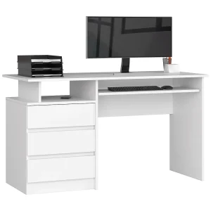 Bureau Wit Pro 135cm met Lades en Mat Afwerking