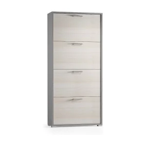 Dmarcat schoenenrek, multifunctioneel entreemeubilair met 4 vouwdeuren, schoenenkast met dubbele diepte, 100% Made in Italy, 67x28h147 cm, Lariks Dmarcat schoenenrek, multifunctioneel entreemeubilair met 4 vouwdeuren, schoenenkast met dubbele diepte, 100% Made in Italy, 67x28h147 cm, Lariks