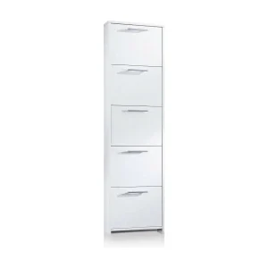 Dafne Schoenenkast 18x50x178h cm Wit, 5 Deuren, 10 Paar Schoenen, Italiaans Design Dafne Schoenenkast 18x50x178h cm Wit, 5 Deuren, 10 Paar Schoenen, Italiaans Design