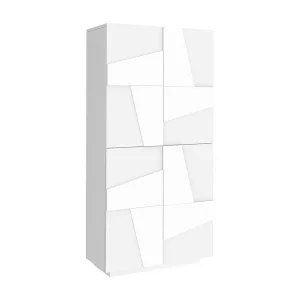 Dlerd schoenenrek, Multifunctionele kast met 4 draaideuren, Ingang schoenenrek, 100% Made in Italy, 81x38h167 cm, Glanzend wit Dlerd schoenenrek, Multifunctionele kast met 4 draaideuren, Ingang schoenenrek, 100% Made in Italy, 81x38h167 cm, Glanzend wit