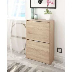 Dmoretto schoenenrek, Ruimtebesparend schoenenrek met 2 deuren, Ingang schoenenrek, Schoenenrek kledingkast, 50x22h76 cm, Eikenhout Dmoretto schoenenrek, Ruimtebesparend schoenenrek met 2 deuren, Ingang schoenenrek, Schoenenrek kledingkast, 50x22h76 cm, Eikenhout