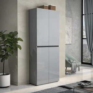 Ddjimsit Schoenenrek, Schoenenkast, Multifunctionele Entreekast, Schoeiselkast,Gemaakt in Italië, 80x34h200 cm, Grijs Ddjimsit Schoenenrek, Schoenenkast, Multifunctionele Entreekast, Schoeiselkast,Gemaakt in Italië, 80x34h200 cm, Grijs