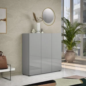 Ddickman Schoenenrek, Schoenenkast, Multifunctionele Entreekast, Schoeiselkast, Made in Italy, 120x34h115 cm, Grijs