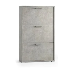 Dlos schoenenrek, Multifunctioneel entreemeubilair met 3 vouwdeuren, Schoenenkast met dubbele diepte, 100% Made in Italy, 67x28h112 cm, Cement Dlos schoenenrek, Multifunctioneel entreemeubilair met 3 vouwdeuren, Schoenenkast met dubbele diepte, 100% Made in Italy, 67x28h112 cm, Cement