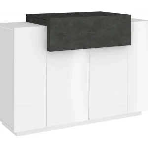 Dlucc schoenenrek, multifunctionele kast met 2 deuren en 1 vouwdeur, schoenenrek voor entree, 100% Made in Italy, 120x45h86 cm, glanzend wit en leisteen Dlucc schoenenrek, multifunctionele kast met 2 deuren en 1 vouwdeur, schoenenrek voor entree, 100% Made in Italy, 120x45h86 cm, glanzend wit en leisteen