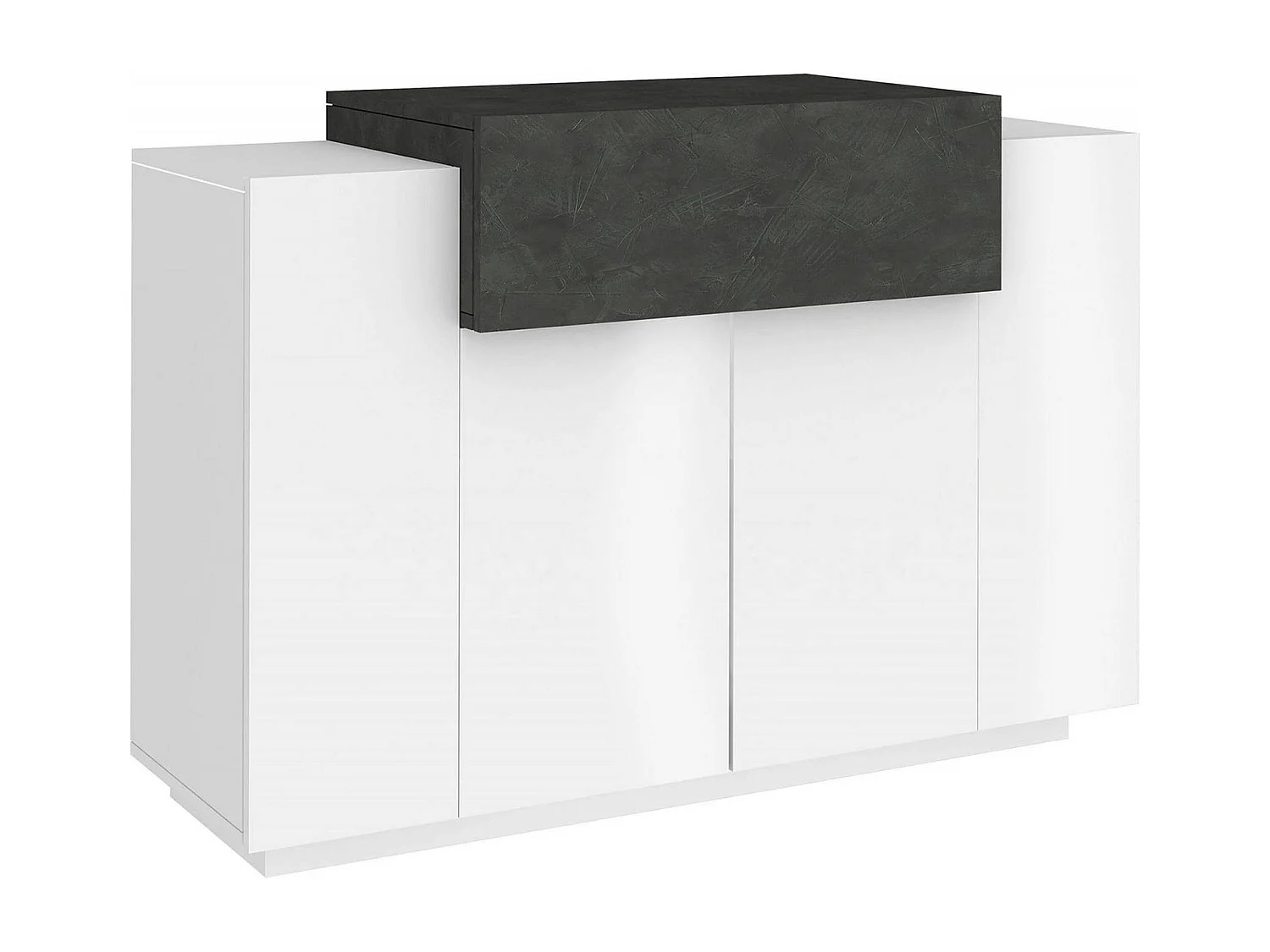 Dlucc schoenenrek, multifunctionele kast met 2 deuren en 1 vouwdeur, schoenenrek voor entree, 100% Made in Italy, 120x45h86 cm, glanzend wit en leisteen