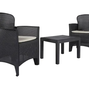 Dmora loungeset Foggia Zwart Antraciet 2 Zits met Tafel, Outdoor Weerset Made in Italy