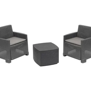 Dbelpan buitenloungeset, Tuinset met 2 fauteuils en 1 opbergtafel, Rotan effect met kussens, 100% Made in Italy, Antraciet Dbelpan buitenloungeset, Tuinset met 2 fauteuils en 1 opbergtafel, Rotan effect met kussens, 100% Made in Italy, Antraciet