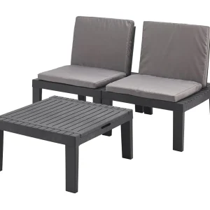Dbaggi outdoor loungeset, Tuinset met 2 stoelen met rugleuning en 1 multifunctionele module, Lounge met kussens, 100% Made in Italy, Antraciet Dbaggi outdoor loungeset, Tuinset met 2 stoelen met rugleuning en 1 multifunctionele module, Lounge met kussens, 100% Made in Italy, Antraciet
