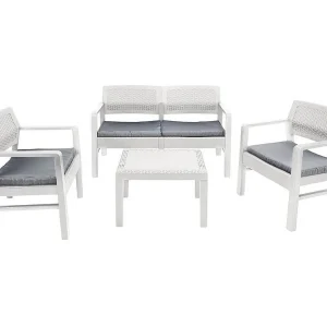 Dmora set Tuinmeubelen Carpi Wit 4 Pers. Tafel, Weerbestendig Outdoor Zitgroep Made in Italy Dmora set Tuinmeubelen Carpi Wit 4 Pers. Tafel, Weerbestendig Outdoor Zitgroep Made in Italy