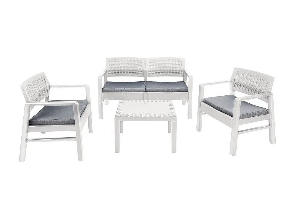 Dmora set Tuinmeubelen Carpi Wit 4 Pers. Tafel, Weerbestendig Outdoor Zitgroep Made in Italy