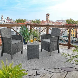 Dfre outdoor loungeset, Tuinset met kussens, Rotan effect loungeset voor binnen en buiten, 100% Made in Italy, Antraciet Dfre outdoor loungeset, Tuinset met kussens, Rotan effect loungeset voor binnen en buiten, 100% Made in Italy, Antraciet