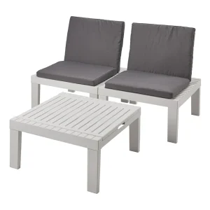 Dbaggi outdoor loungeset, Tuinset met 2 stoelen met rugleuning en 1 multifunctionele module, Lounge met kussens, 100% Made in Italy, Wit Dbaggi outdoor loungeset, Tuinset met 2 stoelen met rugleuning en 1 multifunctionele module, Lounge met kussens, 100% Made in Italy, Wit