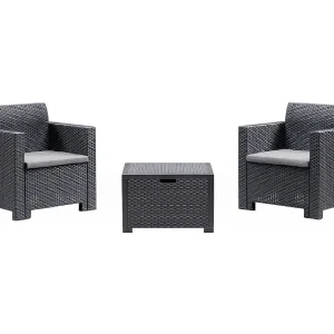 Dkrajn outdoor loungeset, Tuinset met kussens, Rotan effect loungeset voor binnen en buiten, 100% Made in Italy, Antraciet Dkrajn outdoor loungeset, Tuinset met kussens, Rotan effect loungeset voor binnen en buiten, 100% Made in Italy, Antraciet