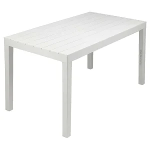 Dmoto buitentafel, Rechthoekige eettafel, Multifunctionele tuintafel voor binnen en buiten, 100% Made in Italy, 138x78h72 cm, Wit Dmoto buitentafel, Rechthoekige eettafel, Multifunctionele tuintafel voor binnen en buiten, 100% Made in Italy, 138x78h72 cm, Wit