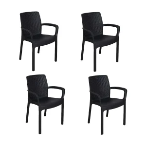 Dnardin buitenstoel, Set van 4 tuinstoelen, Stoel voor eettafel, Buitenfauteuil met rotaneffect, 100% Made in Italy, 54x60h82 cm, Antraciet Dnardin buitenstoel, Set van 4 tuinstoelen, Stoel voor eettafel, Buitenfauteuil met rotaneffect, 100% Made in Italy, 54x60h82 cm, Antraciet