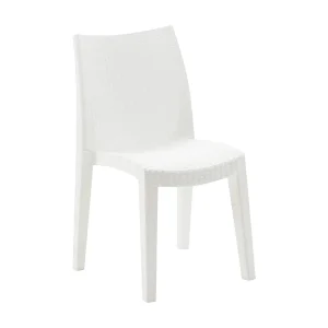 Dmondin buitenstoel, tuinstoel, stoel voor eettafel, buitenfauteuil met rotaneffect, 100% gemaakt in Italië, 48x55h86 cm, wit