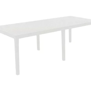 Dmica buitentafel, Uitschuifbare rechthoekige eettafel, Uitschuifbare tuintafel, 100% Made in Italy, 150x90h72 cm, Wit