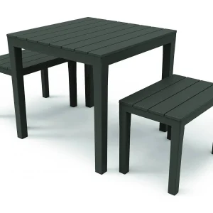 Dkabash outdoor loungeset, Tuinset met 1 vierkante tafel en 2 banken, Binnen- en buitenset van Pic Nic, 100% Made in Italy, Antraciet Dkabash outdoor loungeset, Tuinset met 1 vierkante tafel en 2 banken, Binnen- en buitenset van Pic Nic, 100% Made in Italy, Antraciet