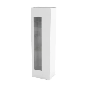 Dizz vitrine, Dressoir met glazen deur, Multifunctioneel woonkamermeubilair, 100% Made in Italy, 45x34h162 cm, Glanzend wit