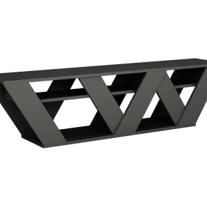 Dbara tv-meubel, woonkamermeubel, lage tv-meubel, wandstandaard, 158x30h40 cm, Antraciet