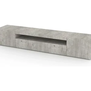 Dafrim TV-meubel, Laag woonkamerdressoir met 3 deuren, TV-meubelbasis, 100% Made in Italy, 200x40h37 cm, Cement, met LED-licht Dafrim TV-meubel, Laag woonkamerdressoir met 3 deuren, TV-meubelbasis, 100% Made in Italy, 200x40h37 cm, Cement, met LED-licht
