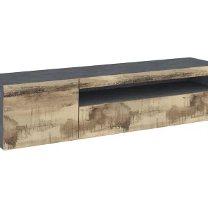 Dmora Tv-meubel Claudio 40x150x37h cm Grijs Esdoorn 1 Plank 3 Vakken, 2 Deuren Made in Italy Dmora Tv-meubel Claudio 40x150x37h cm Grijs Esdoorn 1 Plank 3 Vakken, 2 Deuren Made in Italy