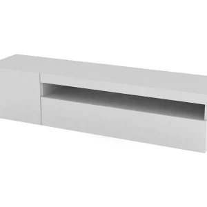 Dmangoni TV-meubel, Laag woonkamerdressoir met 2 deuren, TV-meubelbasis, 100% Made in Italy, 150x40h37 cm, Glanzend wit