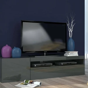 Dmontu TV-meubel, Laag woonkamerdressoir, TV-meubelbasis, 100% Made in Italy, 150x40h37 cm, Glanzend antraciet Dmontu TV-meubel, Laag woonkamerdressoir, TV-meubelbasis, 100% Made in Italy, 150x40h37 cm, Glanzend antraciet