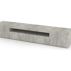 Dafrim TV-meubel, Laag woonkamerdressoir met 3 deuren, TV-meubelbasis, 100% Made in Italy, 200x40h37 cm, Cement Dafrim TV-meubel, Laag woonkamerdressoir met 3 deuren, TV-meubelbasis, 100% Made in Italy, 200x40h37 cm, Cement