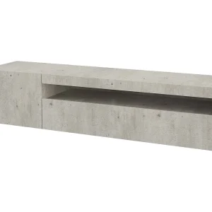 Dmangoni TV-meubel, Laag woonkamerdressoir met 2 deuren, TV-meubelbasis, 100% Made in Italy, 150x40h37 cm, Cement