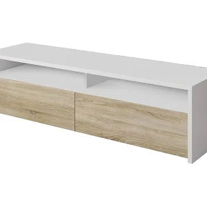 Ddacunh TV-meubel, Woonkamer televisiedressoir met 2 deuren, TV-meubel, Modern laag woonkamerbuffet, 130x40h36 cm, Glanzend wit
