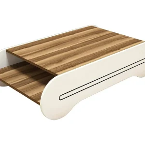 Dmicheli Salontafel, Salontafel, Sofa Review Rack, Woonkamer Plank, 120x64h30 cm, Walnoot en Wit Dmicheli Salontafel, Salontafel, Sofa Review Rack, Woonkamer Plank, 120x64h30 cm, Walnoot en Wit