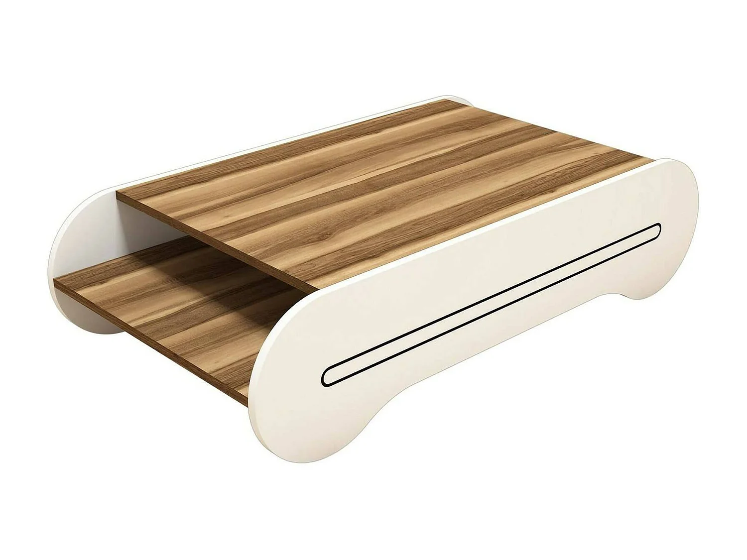 Dmicheli Salontafel, Salontafel, Sofa Review Rack, Woonkamer Plank, 120x64h30 cm, Walnoot en Wit