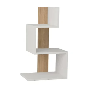 Dpittali-tafel in de woonkamer, bastafelKoffieso, bankrek, woonkamerplank, 42x30h72 cm, wit en eiken