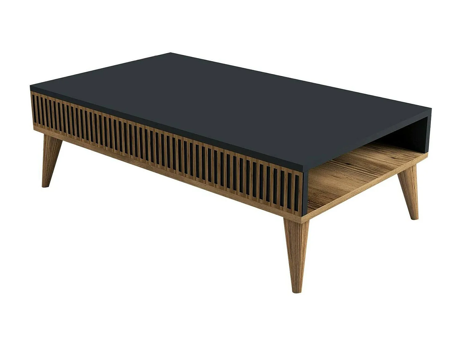 Dgiovinc-saaltafel, koffietafel, banktafel, aanrecht, aanrecht, 105x60h35 cm, walnoot en antraciet