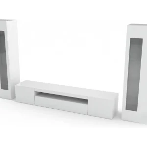 Dcontin wandsysteem, TV-meubel woonkamerset, Multifunctioneel woonkamermeubilair, 100% Made in Italy, 290x40h162 cm, Glanzend wit Dcontin wandsysteem, TV-meubel woonkamerset, Multifunctioneel woonkamermeubilair, 100% Made in Italy, 290x40h162 cm, Glanzend wit