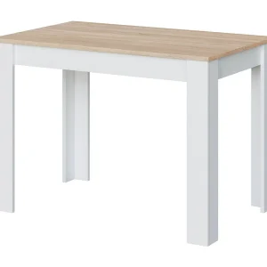 Dghio vaste tafel, Eetkamertafel, Moderne consoletafel voor woonkamer of keuken, 109x67x78 cm, Wit en Eiken Dghio vaste tafel, Eetkamertafel, Moderne consoletafel voor woonkamer of keuken, 109x67x78 cm, Wit en Eiken