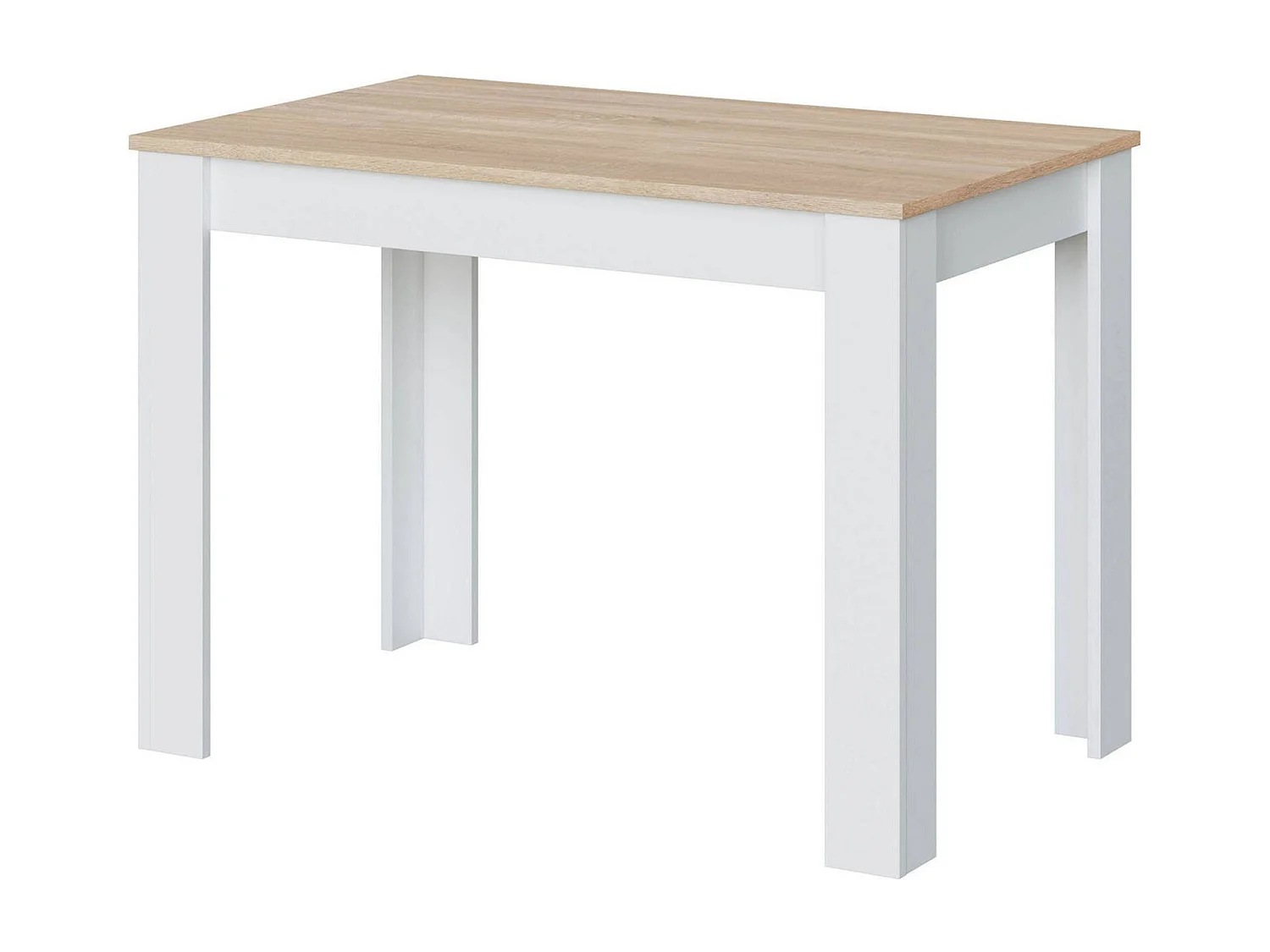 Dghio vaste tafel, Eetkamertafel, Moderne consoletafel voor woonkamer of keuken, 109x67x78 cm, Wit en Eiken