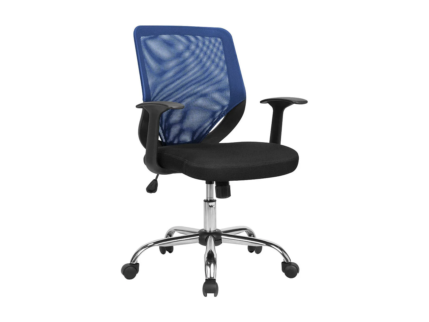 Daaro bureaustoel, Mesh executive fauteuil met armleuningen, Ergonomische bureaustoel, 60x54h90/98 cm, Zwart en Blauw