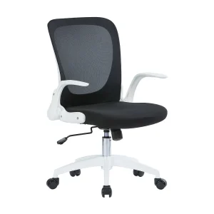 Dnuciar bureaustoel, Mesh executive fauteuil met armleuningen, Ergonomische zitting met opklapbare armleuningen, 60x59h86/96 cm, Zwart en Wit Dnuciar bureaustoel, Mesh executive fauteuil met armleuningen, Ergonomische zitting met opklapbare armleuningen, 60x59h86/96 cm, Zwart en Wit