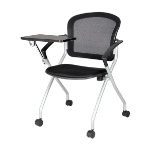 Dfriso bureaustoel, Wachtkamerstoel met armleuning en tablet, Ergonomische wachtstoel, 61x49h84 cm, Zwart Dfriso bureaustoel, Wachtkamerstoel met armleuning en tablet, Ergonomische wachtstoel, 61x49h84 cm, Zwart