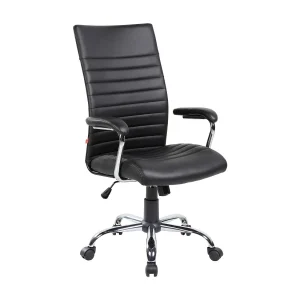 Ddim bureaustoel, Presidentiële fauteuil met armleuningen, Ergonomische bureaustoel, 63x65h108/118 cm, Zwart Ddim bureaustoel, Presidentiële fauteuil met armleuningen, Ergonomische bureaustoel, 63x65h108/118 cm, Zwart