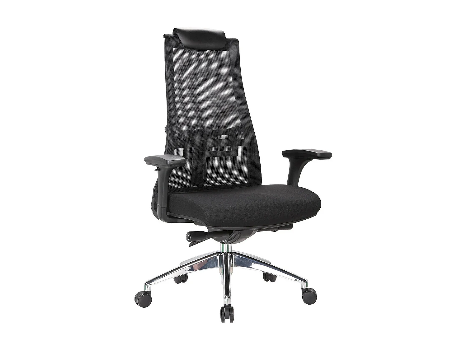 Dmihail bureaustoel, Mesh executive fauteuil met armleuningen, Ergonomische bureaustoel, 71x69h110/118 cm, Zwart