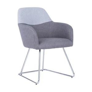 Dmioni bureaustoel, Wachtstoel met armleuningen voor kantoor, Ergonomische wachtstoel, 62x57h83 cm, Grijs Dmioni bureaustoel, Wachtstoel met armleuningen voor kantoor, Ergonomische wachtstoel, 62x57h83 cm, Grijs