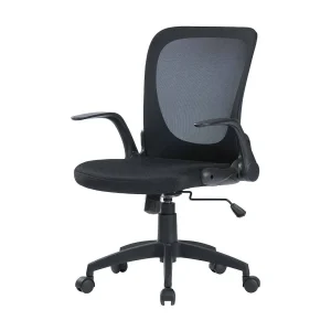 Dnuciar bureaustoel, Mesh executive fauteuil met armleuningen, Ergonomische zitting met opklapbare armleuningen, 60x59h86/96 cm, Zwart Dnuciar bureaustoel, Mesh executive fauteuil met armleuningen, Ergonomische zitting met opklapbare armleuningen, 60x59h86/96 cm, Zwart